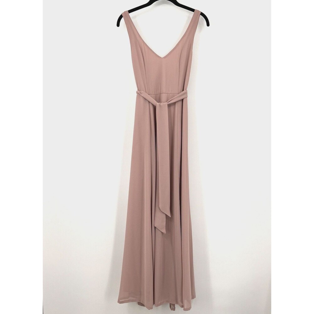 Show Me Your Mumu Jenn Maxi Bridesmaids Formal Dress Soft Beige Chiffon Sz Small